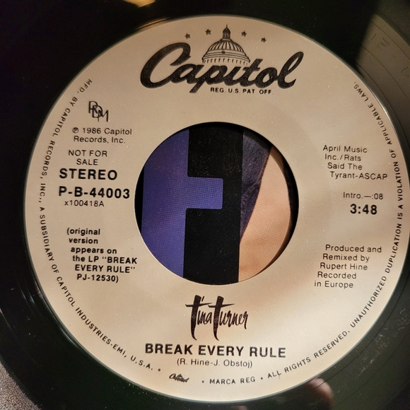 Tina Turner Break Every Rule 45 rpm Like New!! 🎶 🎵 - Picture 3 of 4